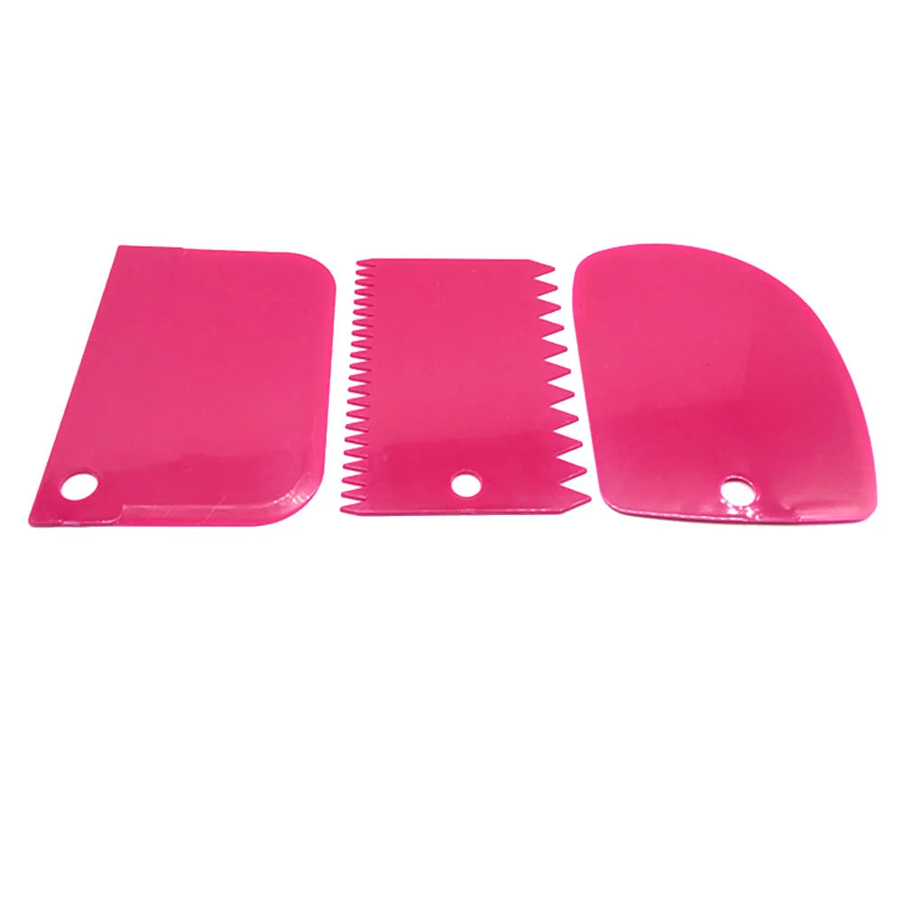 3Pcs Cream Scraper Set Straight, Arc & Tooth Shape Cake Decorating Tools