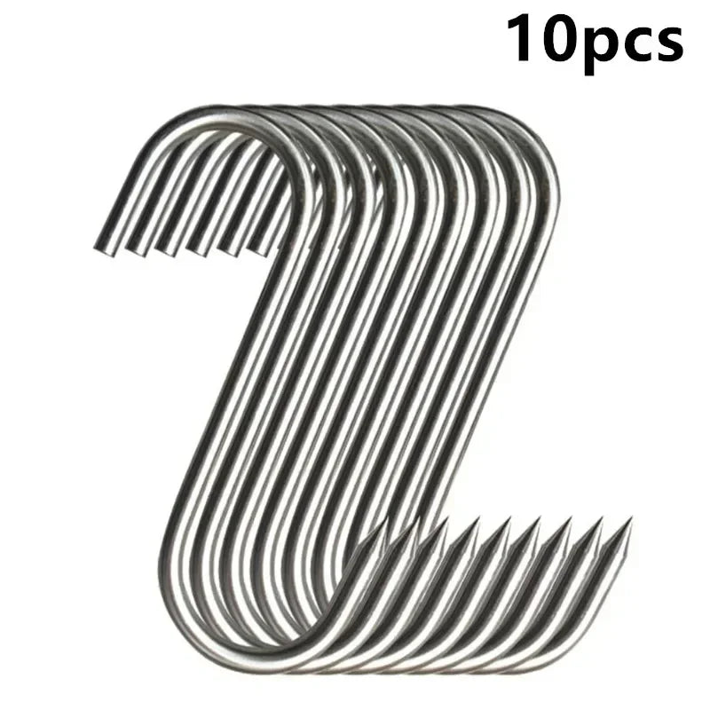 10/20PCS Stainless Steel S Hook Meat Hangers  Heavy Duty Hanging Hooks for Kitchen & Grilling