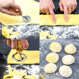 Manual Pasta & Cookie Molds – Ravioli Cutter & Cookie Press Mold with Wooden Handle