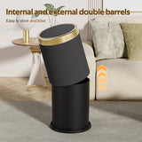 Light Luxury Press Trash Can with Lid – Stylish Wastebasket with Removable Inner Bucket for Office, Living Room & Bathroom
