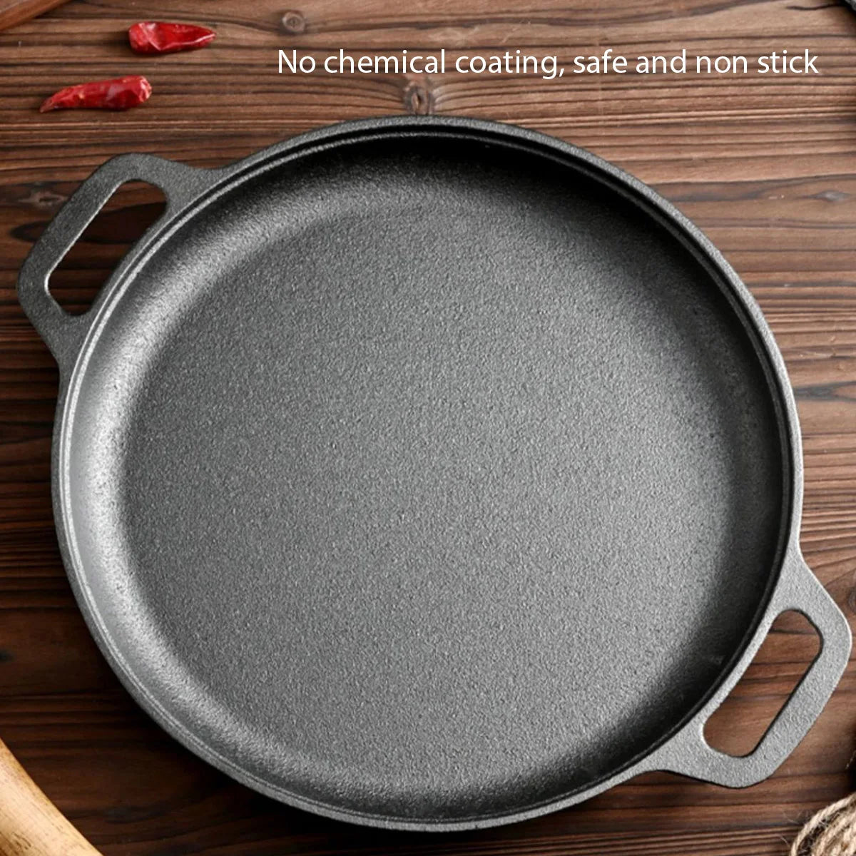 Cast Iron Frying Pan 28cm – Non-Stick Skillet for Pizza, Eggs & Steak