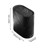 Bathroom Trash Can with Lid – Plastic Marble & Wood Pattern Wastebasket for Home, School & Office
