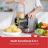 LMETJMA 5-in-1 Electric Vegetable Slicer 250W – Automatic Shredder & Cheese Grater