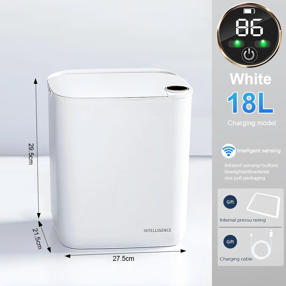 JYPS 20L Smart Sensor Trash Can – Digital Display, Type-C Rechargeable Automatic Waste Bin