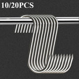 10/20PCS Stainless Steel S Hook Meat Hangers  Heavy Duty Hanging Hooks for Kitchen & Grilling