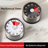 Stainless Steel Magnetic Kitchen Timer – Mechanical 60-Minute Cooking Alarm