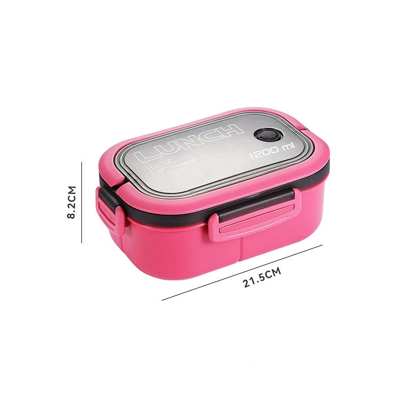 1200ML 2-Layer Bento Lunch Box with Spoon & Fork – Leakproof Microwave Food Container for Kids & Office