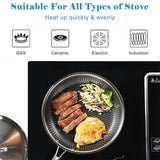 LMETJMA Honeycomb Stainless Steel Frying Pan 28cm with Glass Lid – Nonstick for Gas & Induction