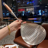 201 Stainless Steel Kitchen Strainer – Cooking Colander with Wood Handle