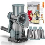 LMETJMA 3-in-1 Rotary Cheese Grater – Manual Vegetable Slicer & Nut Grinder