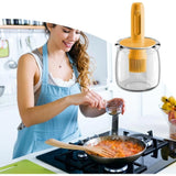 Cooking Oil Dispenser with Detachable Brush – Lightweight Glass Vinegar & Sauce Bottle