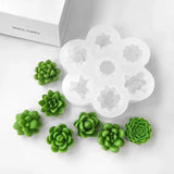 7pcs Succulent Flower Silicone Molds – 3D Cactus, Lotus & Rose DIY Craft Set