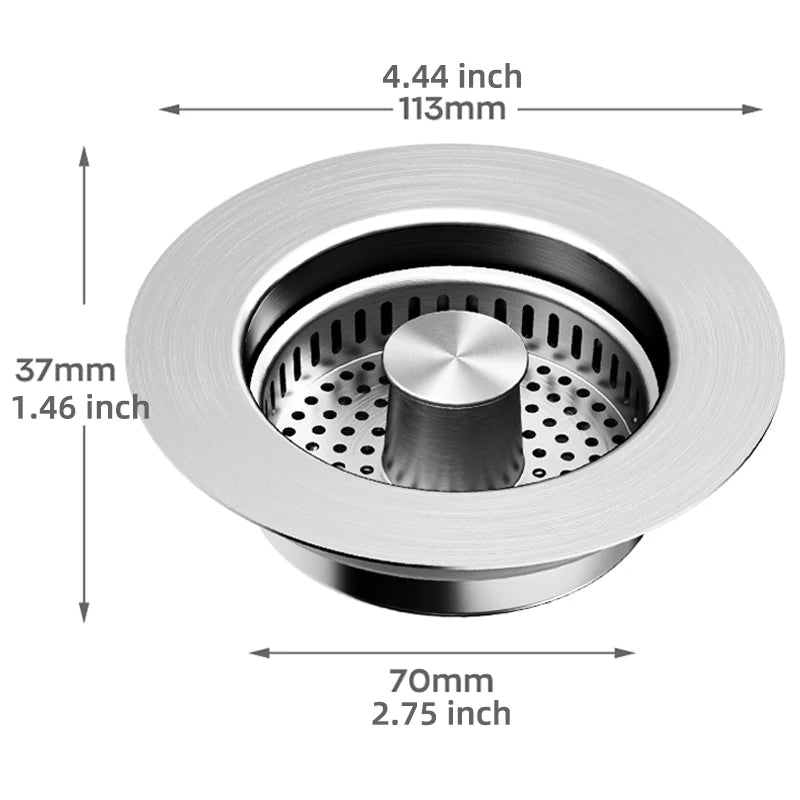 Stainless Steel Pop-Up Sink Strainer – Anti-Clog Drain Stopper & Odor Filter
