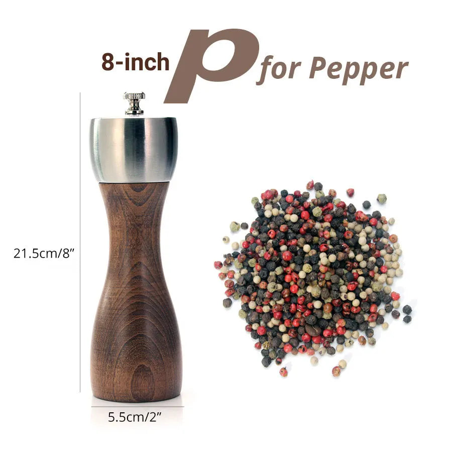 Leeseph Premium Beech Wood Salt & Pepper Grinder – Precision Carbon Steel & Ceramic Rotor