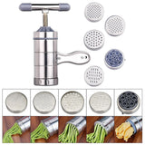Stainless Steel Manual Noodle Machine – Hand-Cranked Noodle Press with 5 Molds