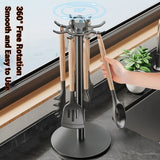 Rotating Kitchen Utensil Stand – 8-Hook Countertop Organizer with 360° Rotation
