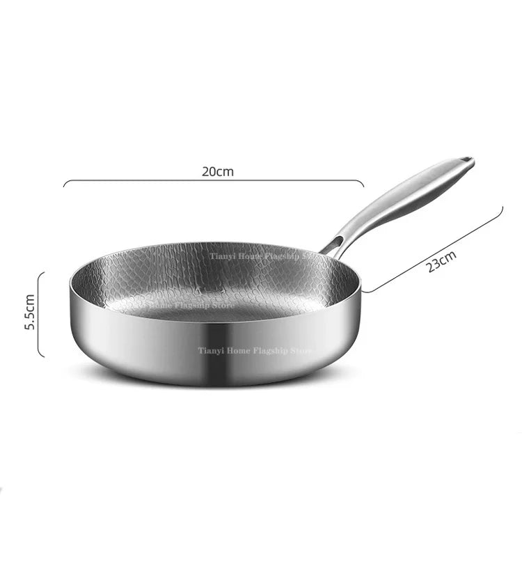 Titanium Stainless Steel Frying Pan – Non-Stick Wok for Gas & Induction (20/24/28cm)