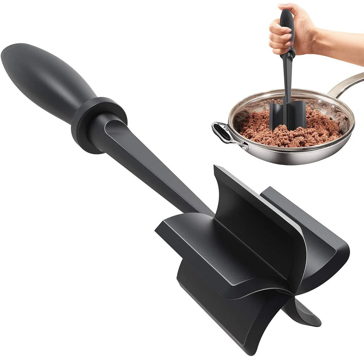 Meat Chopper & Masher – Heat-Resistant Hamburger & Ground Meat Tool