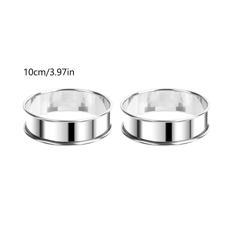 2PCS Stainless Steel Double Rolled Tart Rings – Baking Circle Molds for Fruit Pie, Cake & Cookies