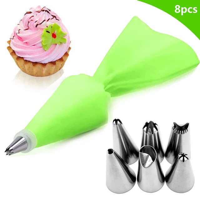 Reusable Silicone Pastry Bag Set with 24 Icing Nozzles DIY Cake Decorating Tools