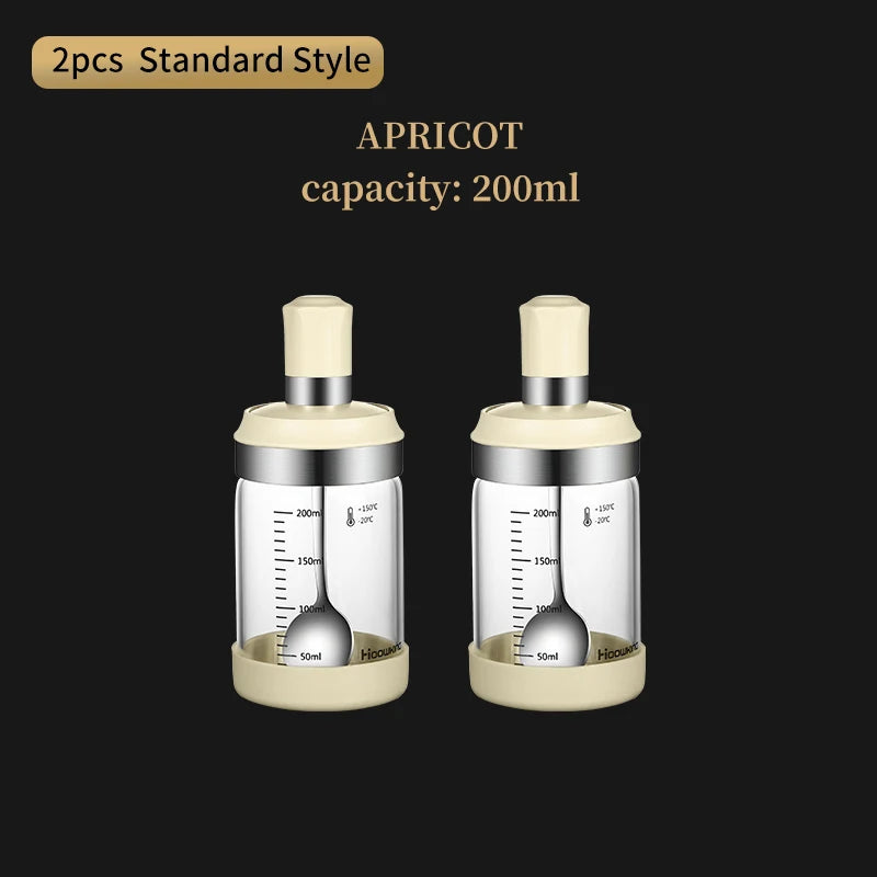Glass Spice Jar Organizer – Sugar Bowl & Salt Shaker with Spoon