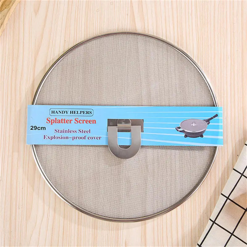 Stainless Steel Fine Mesh Frying Pan Splatter Screen – Oil Proof Lid Cover