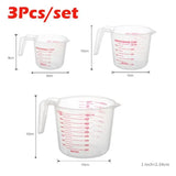 3pcs Plastic Measuring Cups Set – 250ml, 500ml & 1000ml Graduated Baking Beakers