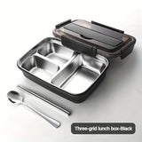 Leak-Proof Stainless Steel Lunch Box – 3/4 Compartments Durable Bento Container for Students & Office Workers