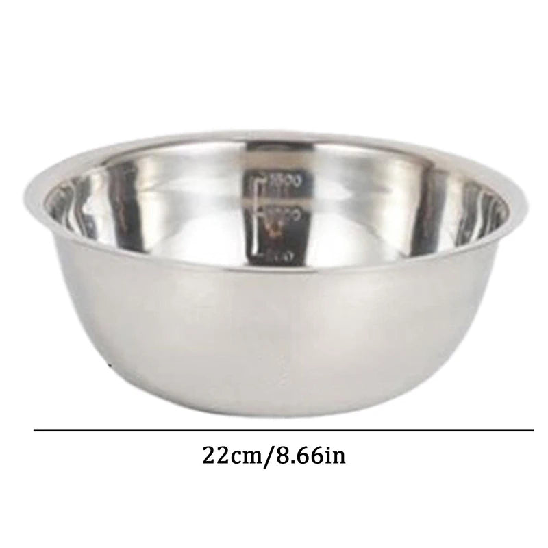 Scaled Stainless Steel Mixing Bowl – Whisking, Kneading, and Cooking Bowl for Baking & Salad