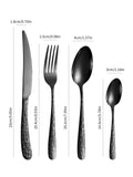 Black Stainless Steel Cutlery Set – Knife, Fork & Spoon Dinnerware (4/6/16/24pcs)