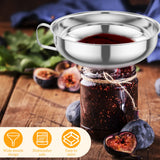 3-Piece Stainless Steel Canning Funnel Set – Wide Mouth Kitchen Funnels with Strainer