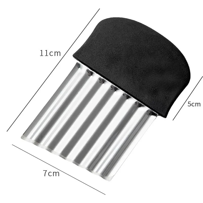Stainless Steel Crinkle Potato Chip Slicer – Wavy Cutter for Vegetables & French Fries
