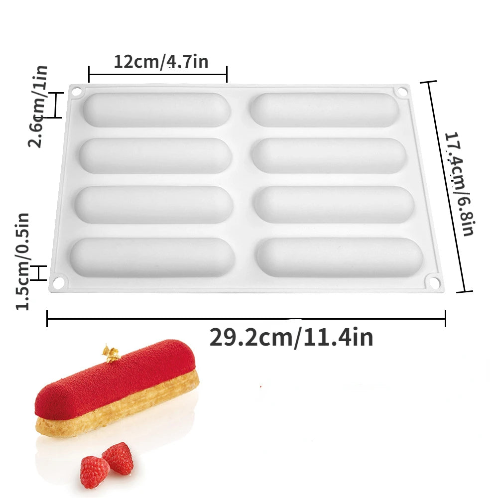 Elliptical Bar Chocolate Cake Silicone Mold, French Dessert & Mousse Baking Tool