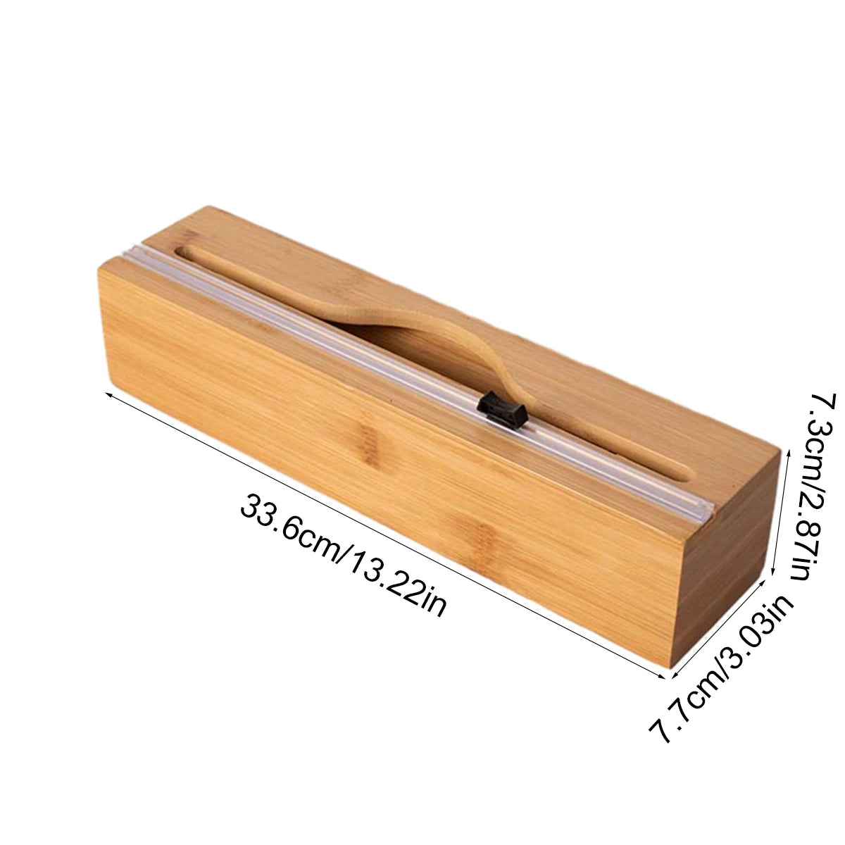 Bamboo Kitchen Wrap Dispenser with Foil & Cling Film Cutter – Wooden Storage Holder