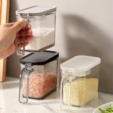 Sealed Pop-Top Seasoning Box with Spoon – Moisture-Proof Salt & Spice Storage Container