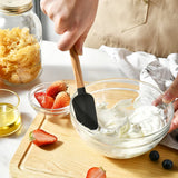 5PCS Silicone Cake Spatula Set – Wooden Handle Baking & Pastry Scrapers