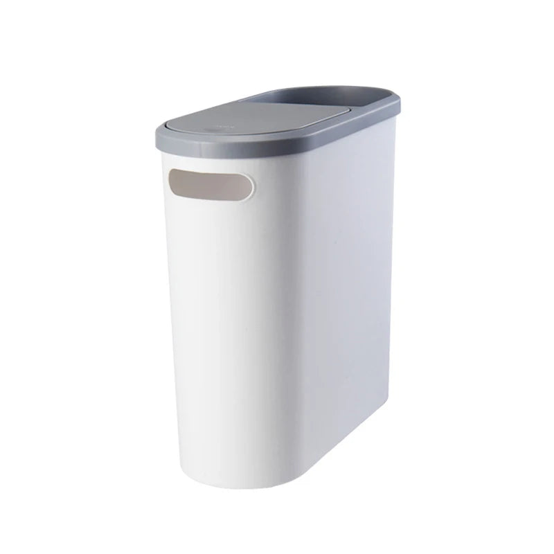 Home Trash Can with Lid – Large Capacity Press Type Gap Bin for Bathroom & Kitchen