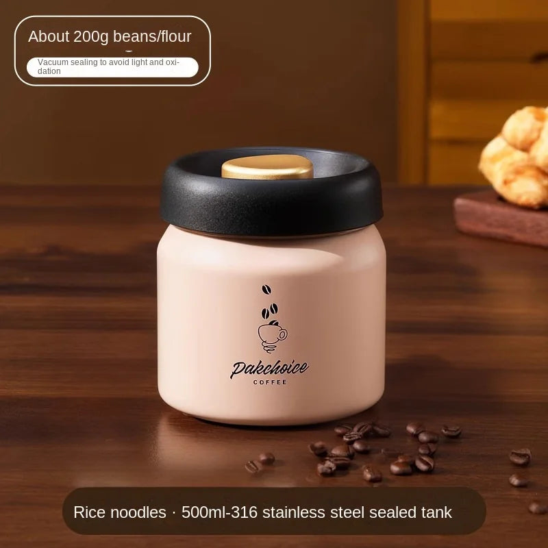 Vacuum Coffee Bean Storage Container – Stainless Steel Airtight & Light-Proof Canister