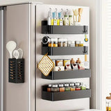 2/4pcs Magnetic Storage Rack Punch-Free – Refrigerator Organizer for Kitchen & Bathroom