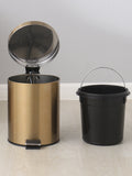 Modern 5L Stainless Steel Champagne Dust Bin – Silent Foot Pedal Trash Can for Bathroom & Kitchen